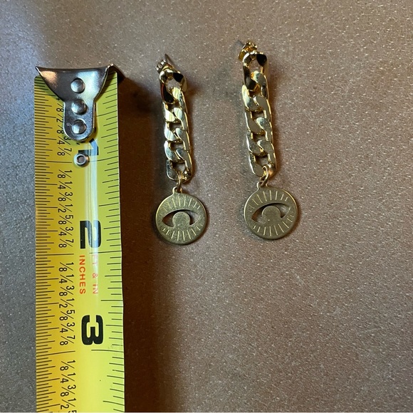 24k Gold plated curb chain w evil eye 🧿 charm pendants - Picture 4 of 4